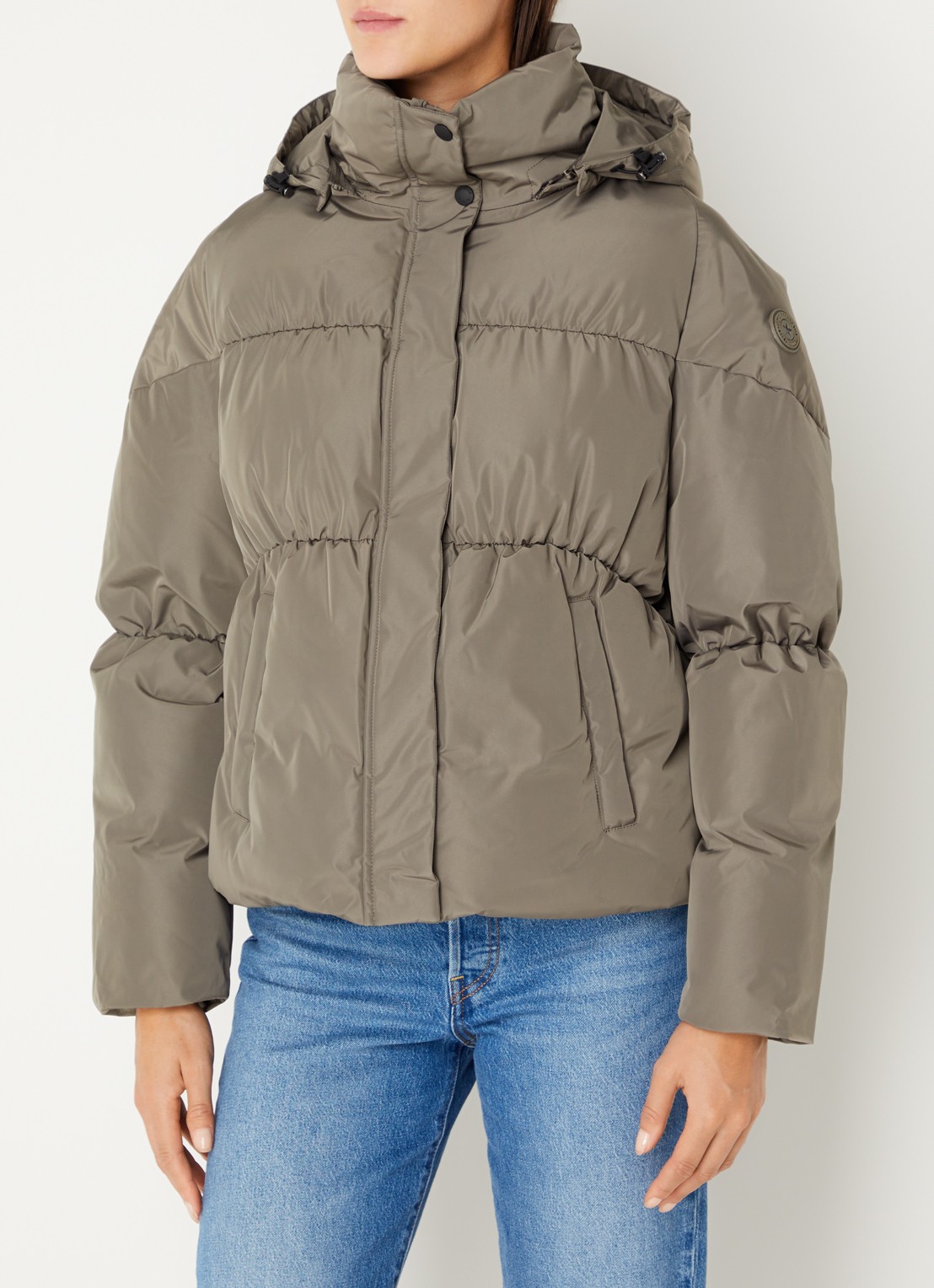 Airforce Maya puffer jack met steekzakken - detail 4 olijfgroen