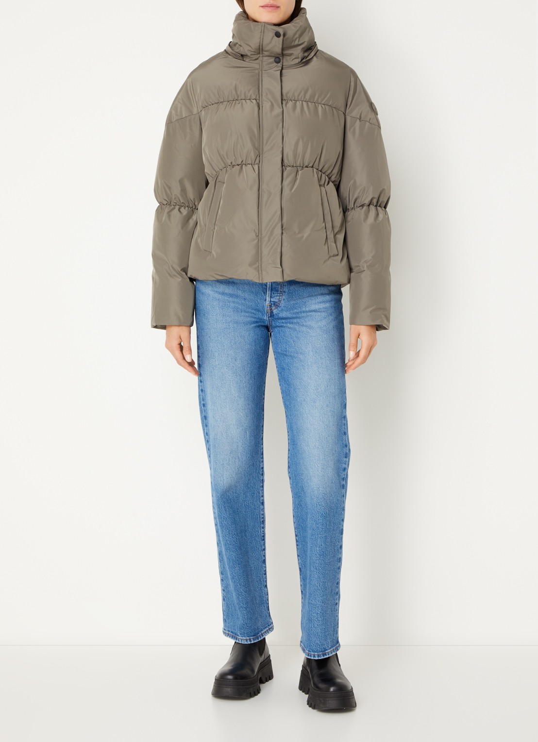Airforce Maya puffer jack met steekzakken - voorkant 3 olijfgroen
