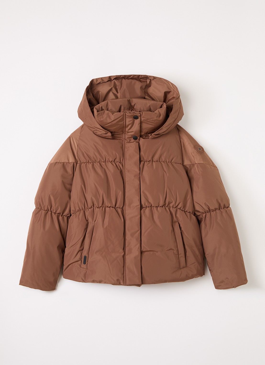 Airforce Maya pufferjack met afneembare capuchon - voorkant lichtbruin