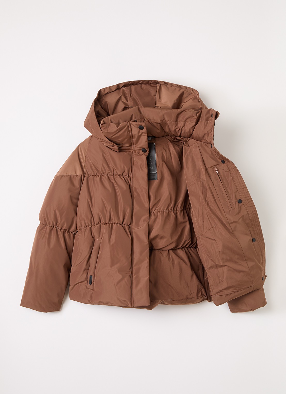 Airforce Maya pufferjack met afneembare capuchon - voorkant 2 lichtbruin