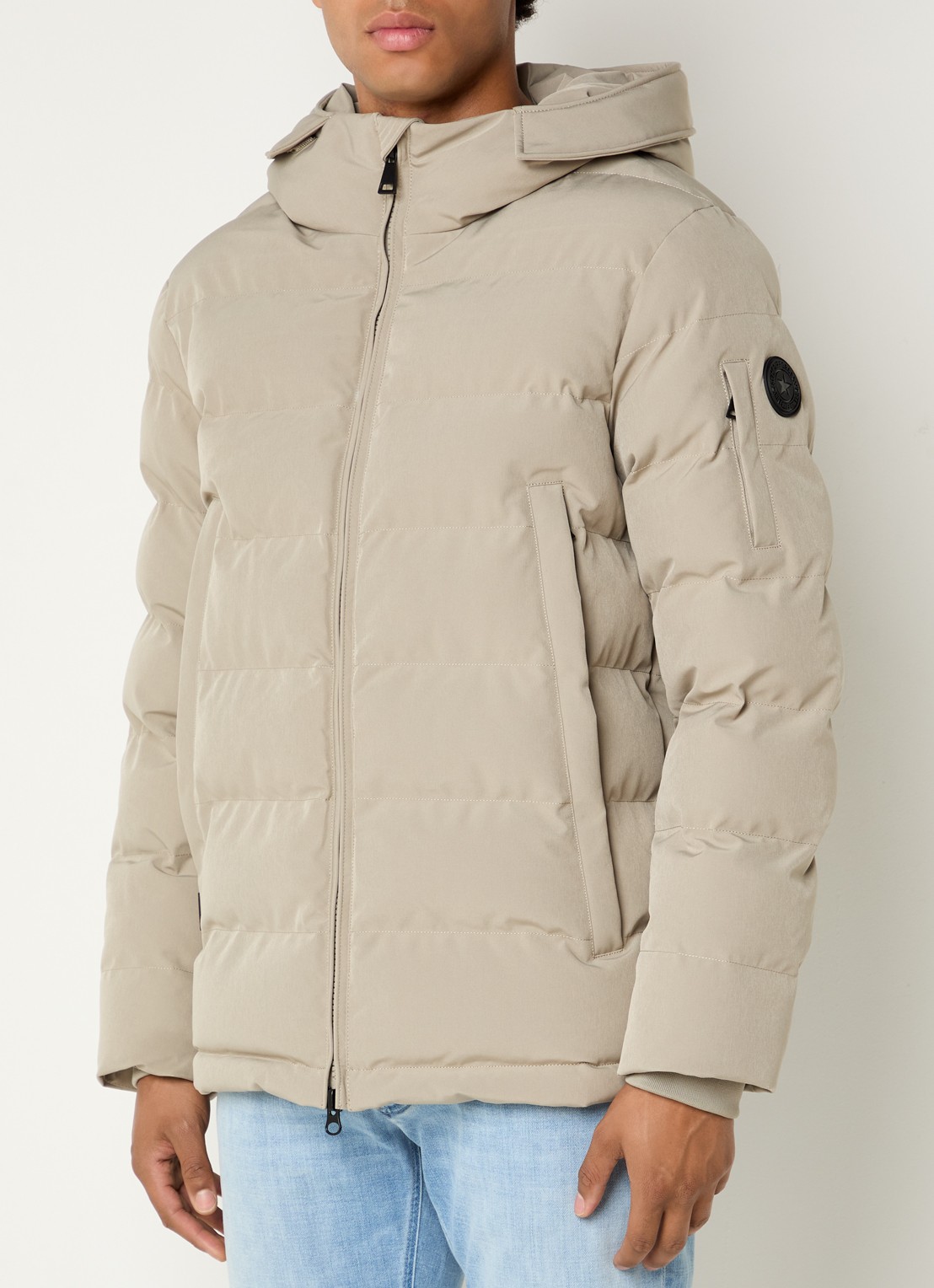 Airforce Mitchel gewatteerde jas met capuchon en ritszakken - detail 4 khaki