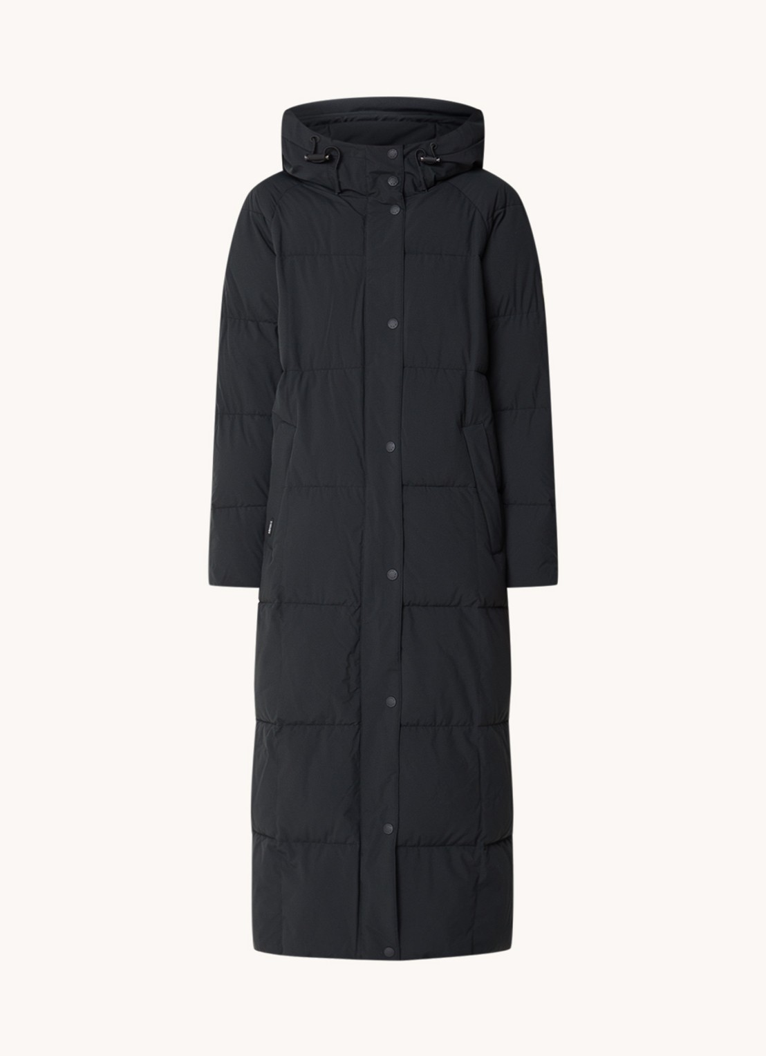 Airforce Nia longline puffer jas met ritszakken en capuchon - voorkant 2 zwart