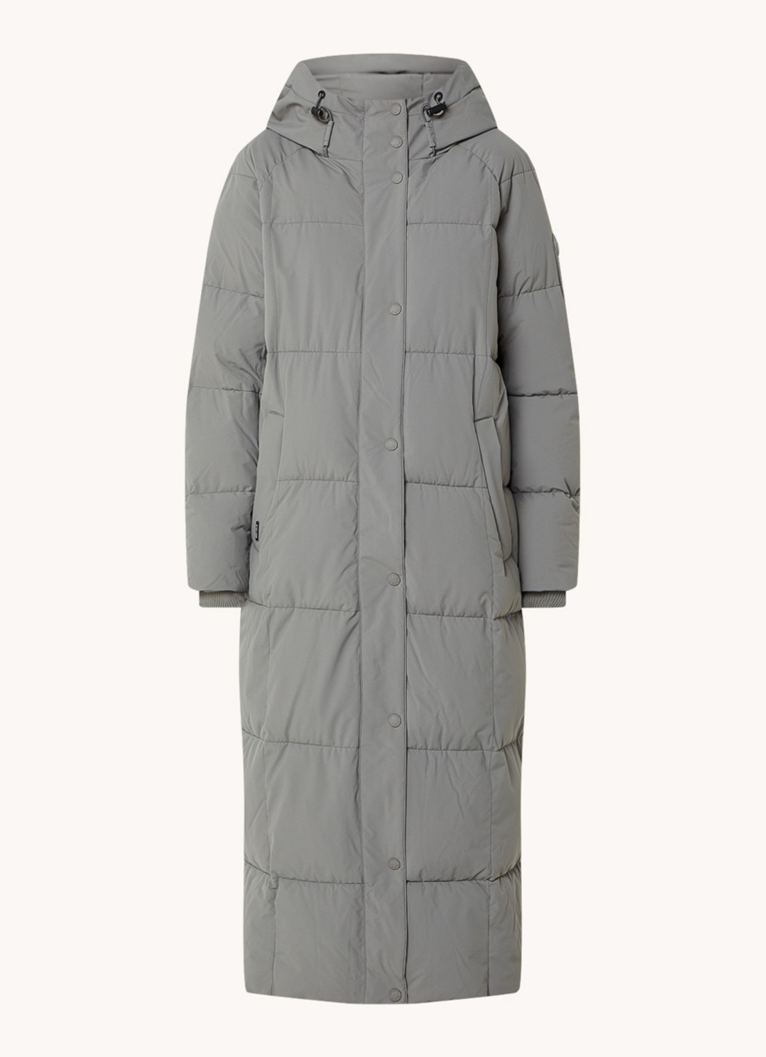 Airforce Nia longline puffer jas met ritszakken en capuchon - voorkant 3 grijs