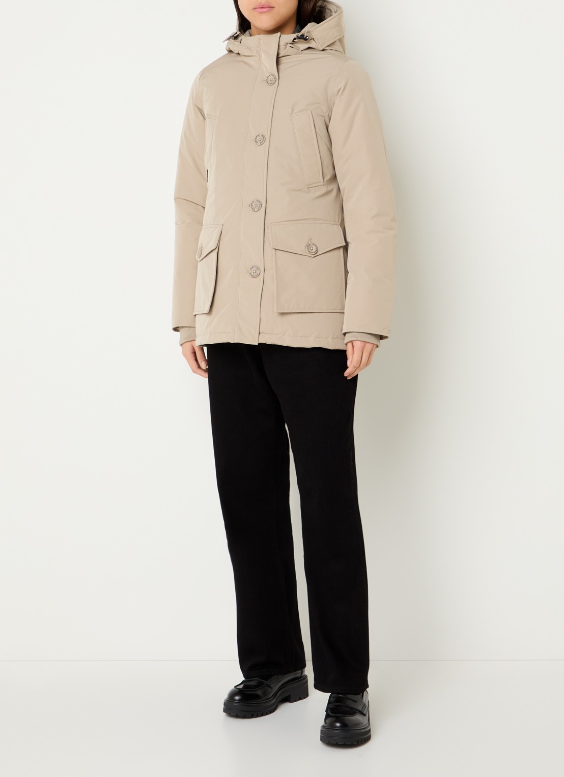 Airforce Parka met capuchon en steekzakken - voorkant 2 beige