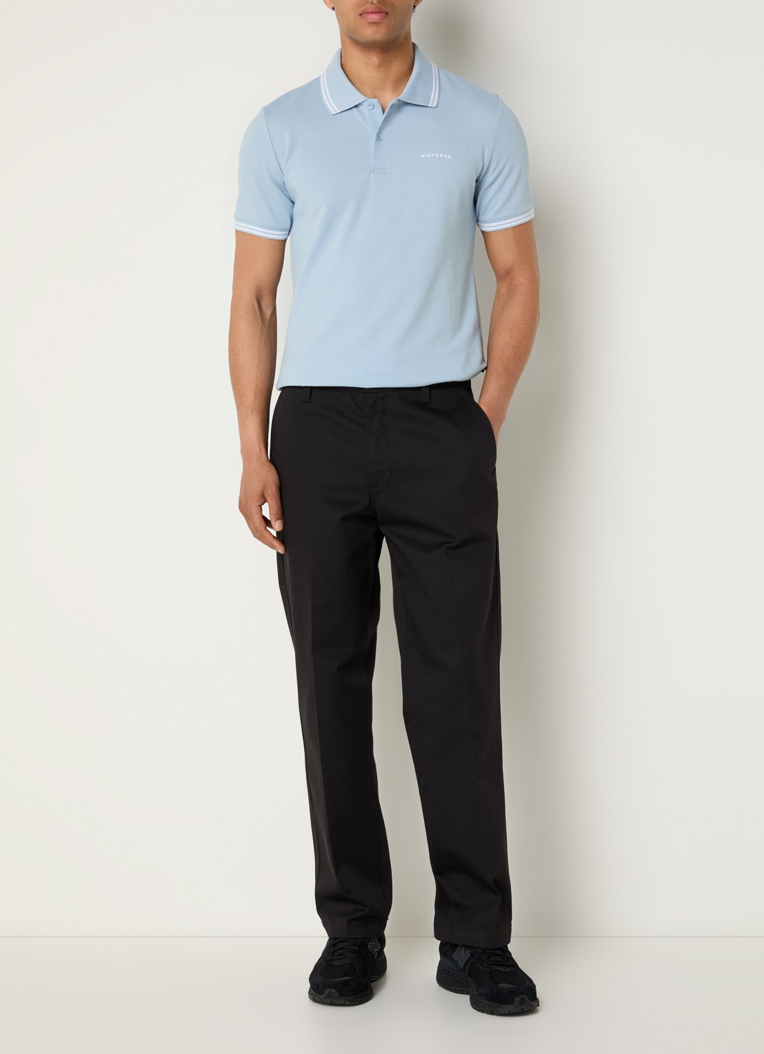 Airforce Regular fit polo met logoprint - voorkant 3 blauwgrijs