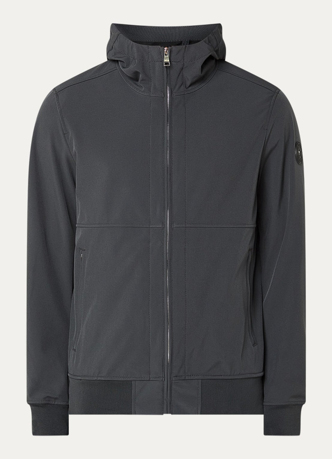 Airforce Rix softshell jack met capuchon en ritszakken - voorkant grijs