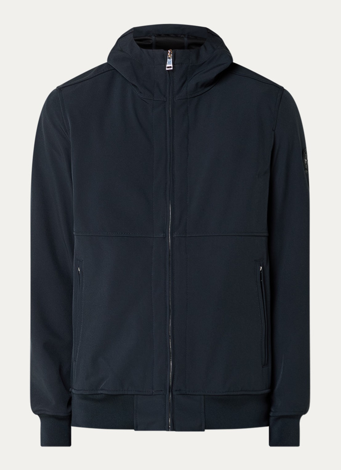Airforce Rix softshell jack met capuchon en ritszakken - voorkant 2 donkerblauw