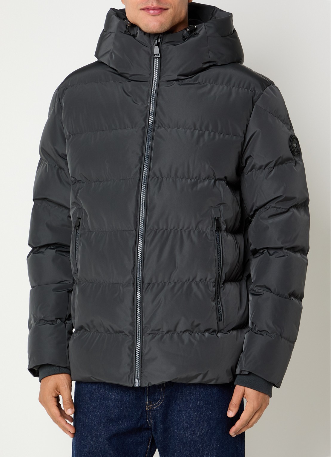 Airforce Robin puffer jack met capuchon - detail donkergrijs