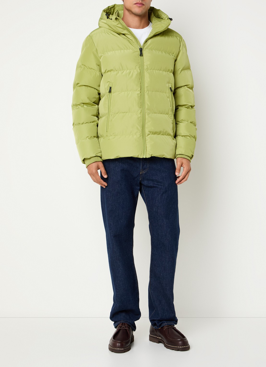 Airforce Robin puffer jack met capuchon - voorkant 3 mosgroen