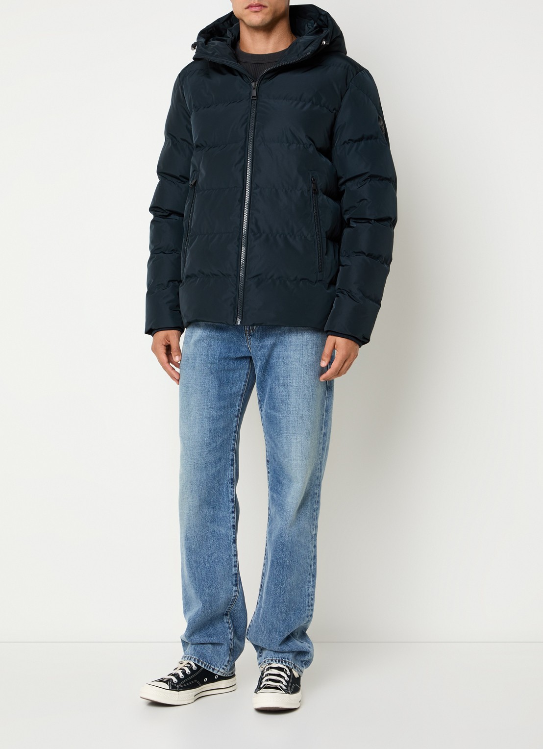 Airforce Robin puffer jack met capuchon - voorkant 2 donkerblauw