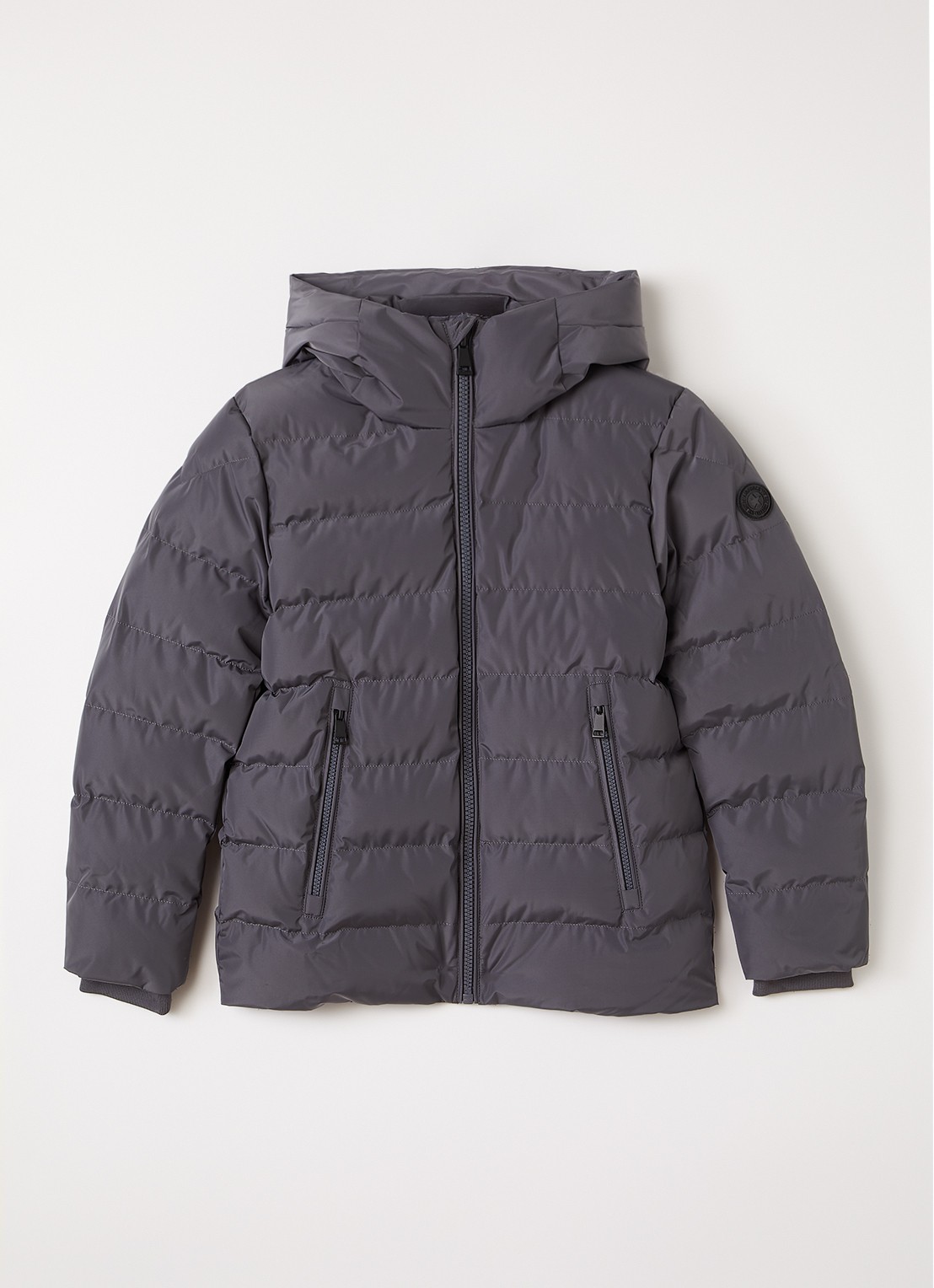 Airforce Robin puffer jack met capuchon - voorkant grijs