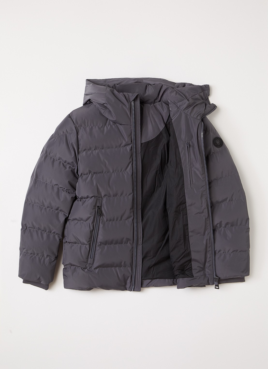 Airforce Robin puffer jack met capuchon - voorkant 2 grijs