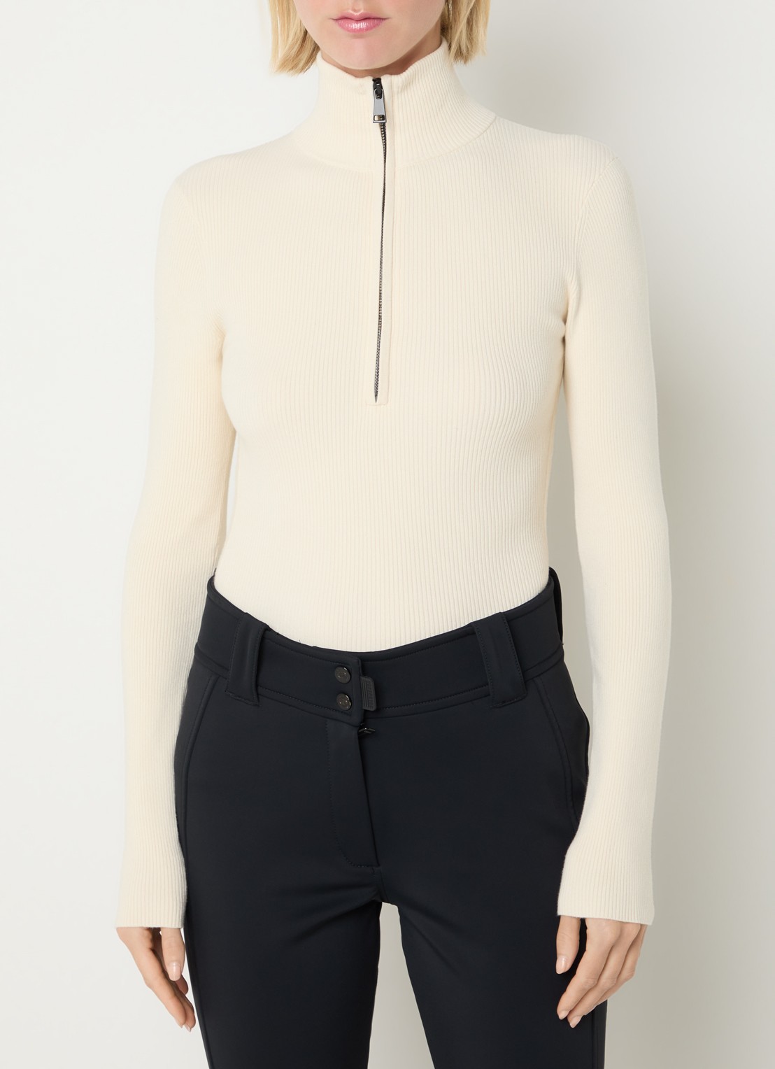 Airforce Ruby ribgebreide skipully met halve rits - detail 2 blauw