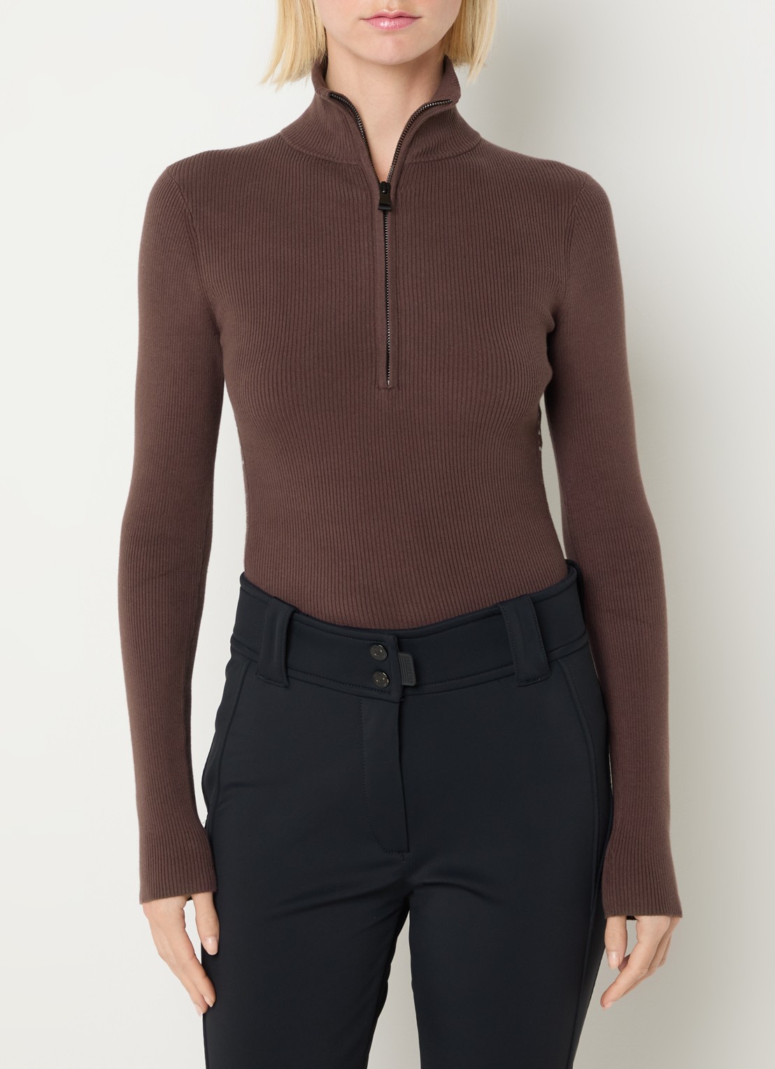 Airforce Ruby ribgebreide skipully met halve rits - detail paars
