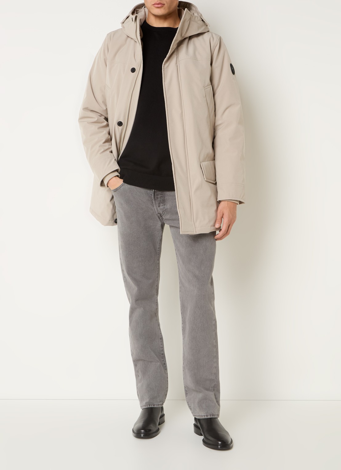 Airforce Snow gewatteerde parka met capuchon - voorkant 4 beige