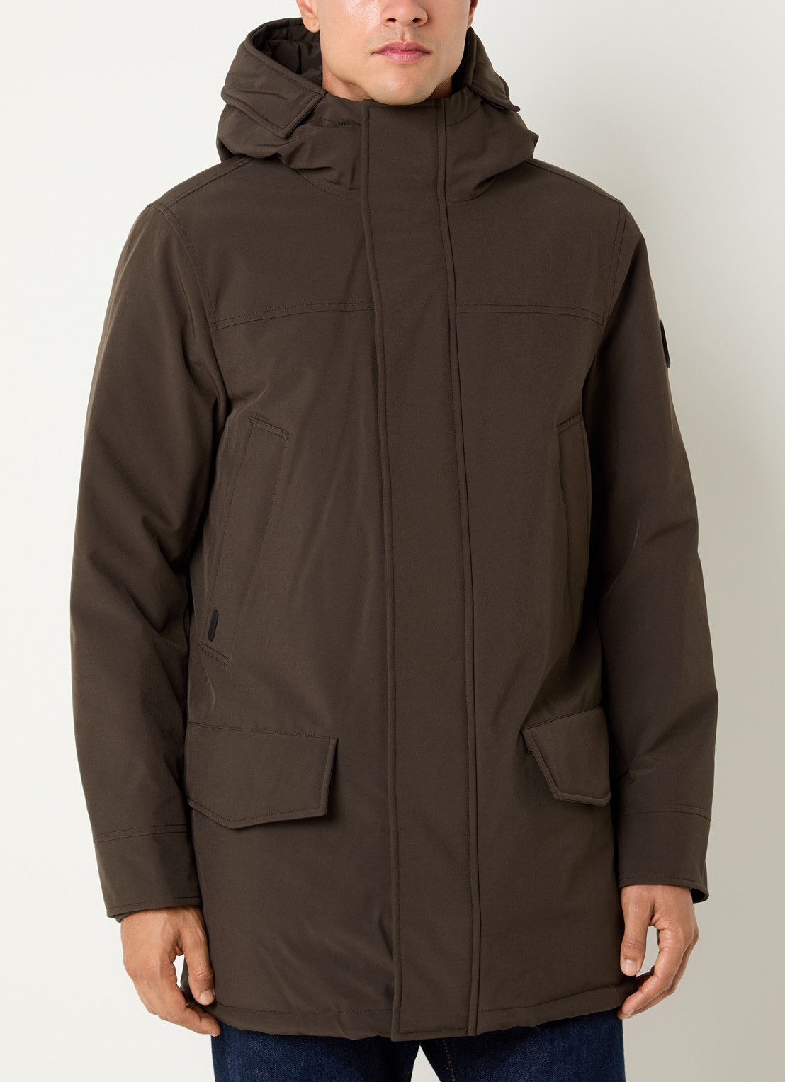 Airforce Snow gewatteerde parka met capuchon - detail donkerbruin