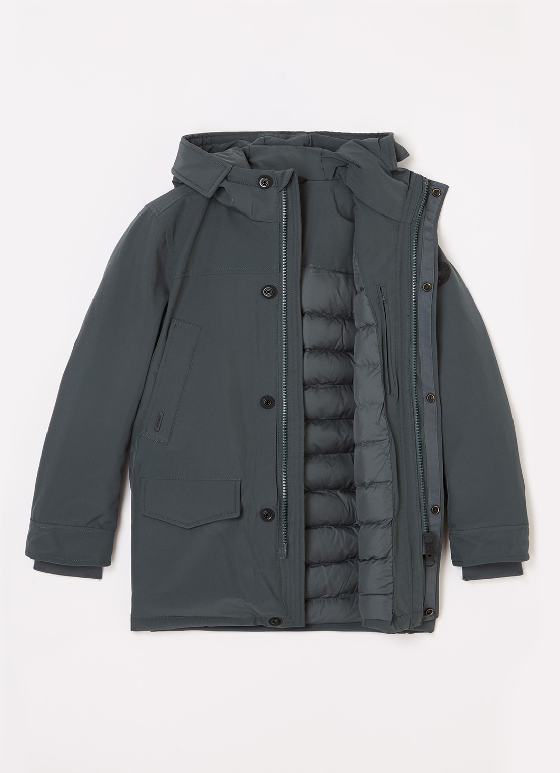 Airforce Snow gewatteerde parka met capuchon  - voorkant 3 olijfgroen