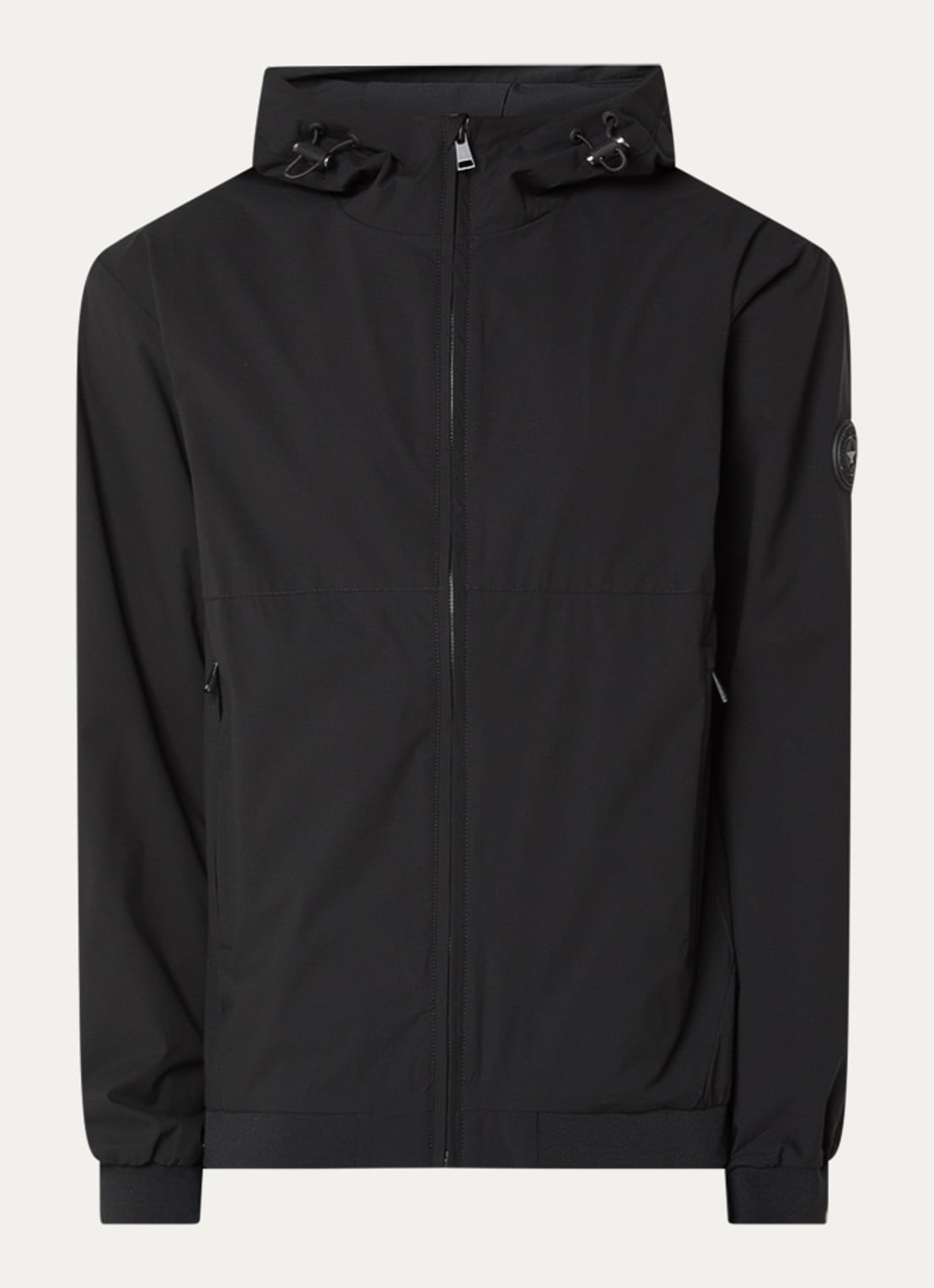 Airforce Softshell jack met capuchon en ritszakken - voorkant zwart