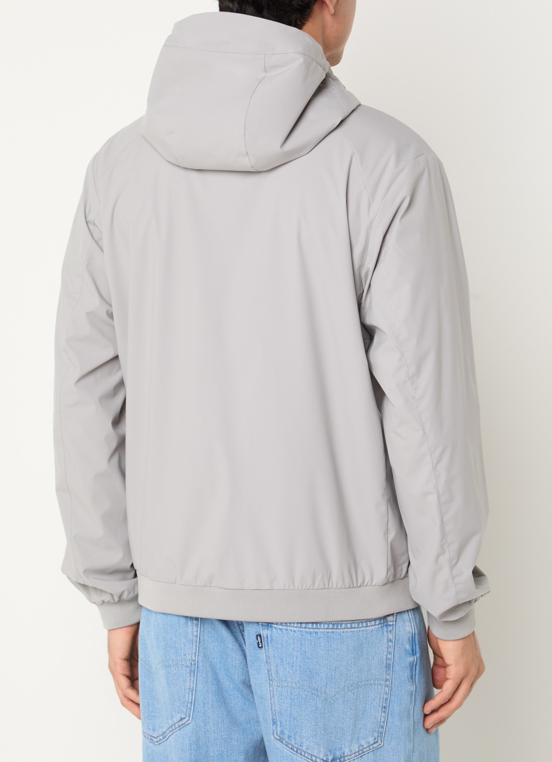 Airforce Softshell jack met capuchon en ritszakken - achterkant lichtgrijs