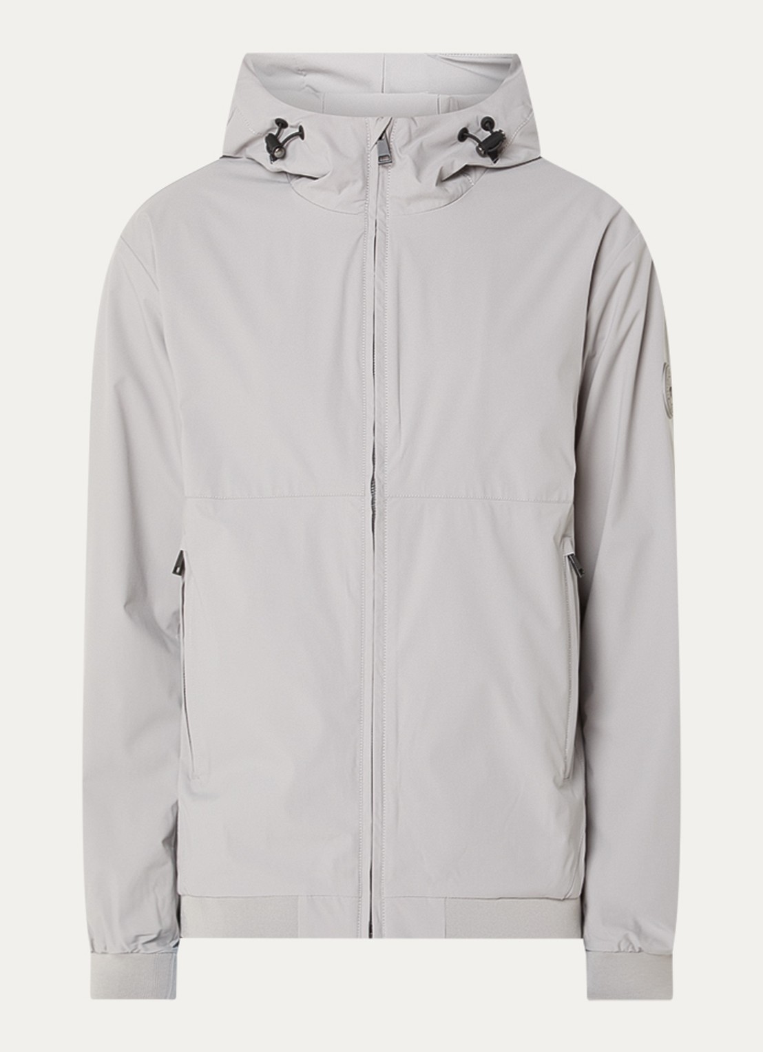 Airforce Softshell jack met capuchon en ritszakken - voorkant 2 lichtgrijs