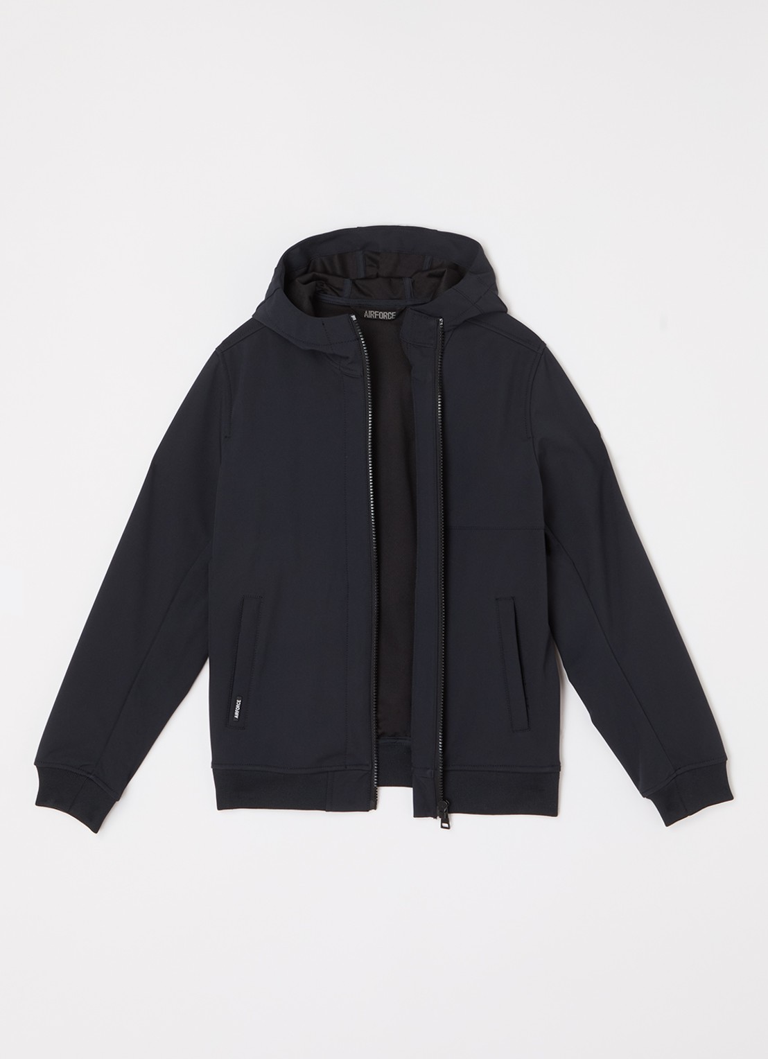 Airforce Softshell jack met ritszakken en capuchon - voorkant 2 donkerblauw