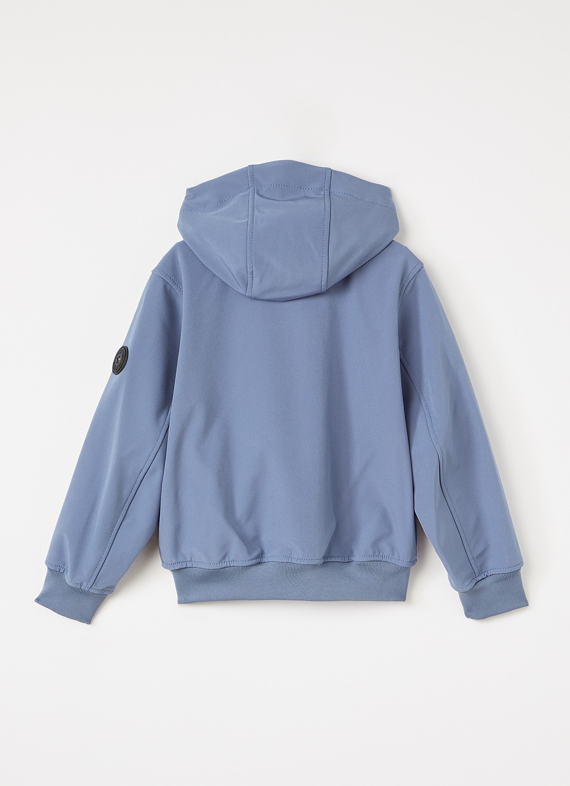 Airforce Softshell jack met ritszakken en capuchon - achterkant staalblauw