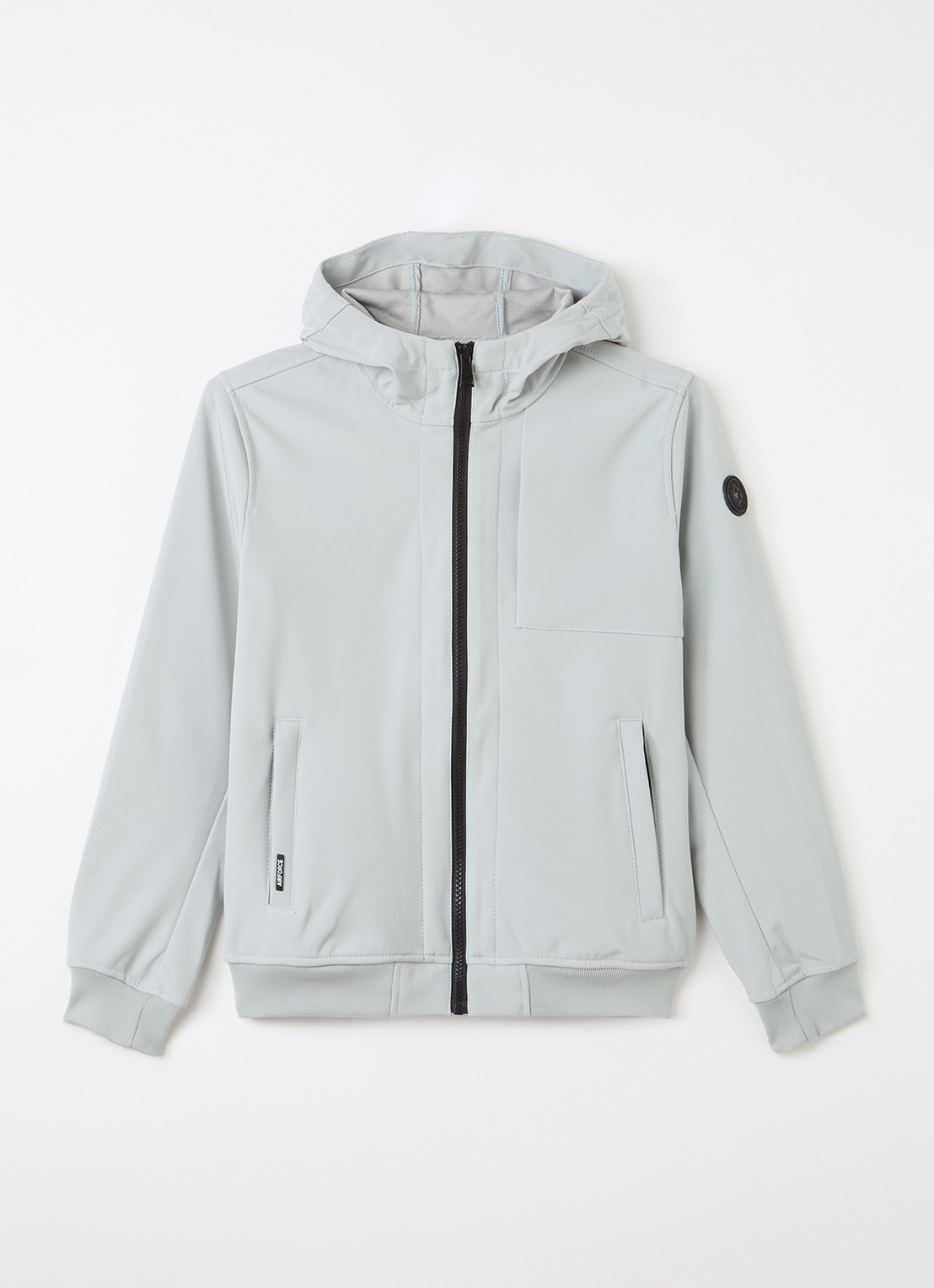 Airforce Softshell jack met ritszakken en capuchon - voorkant 5 lichtgrijs