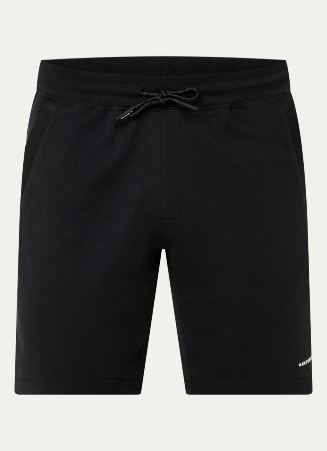 Airforce Straight fit korte joggingbroek met logo - voorkant 3 zwart