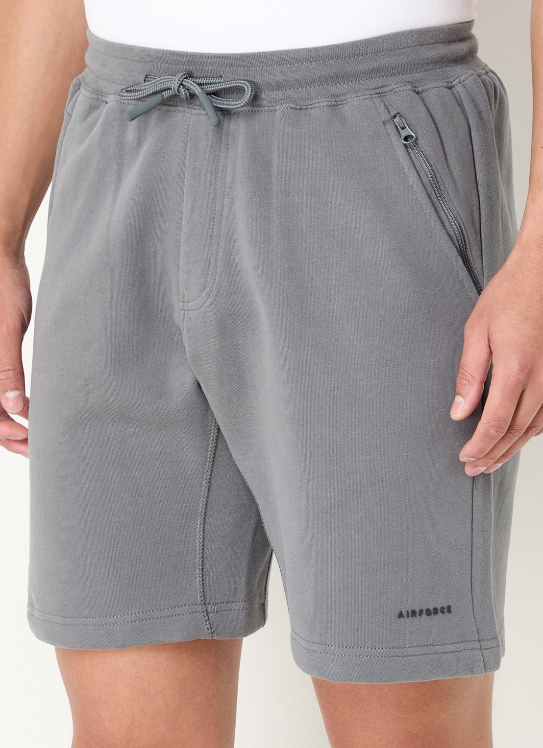 Airforce Straight fit korte joggingbroek van  katoen met logo - detail 3 donkergrijs
