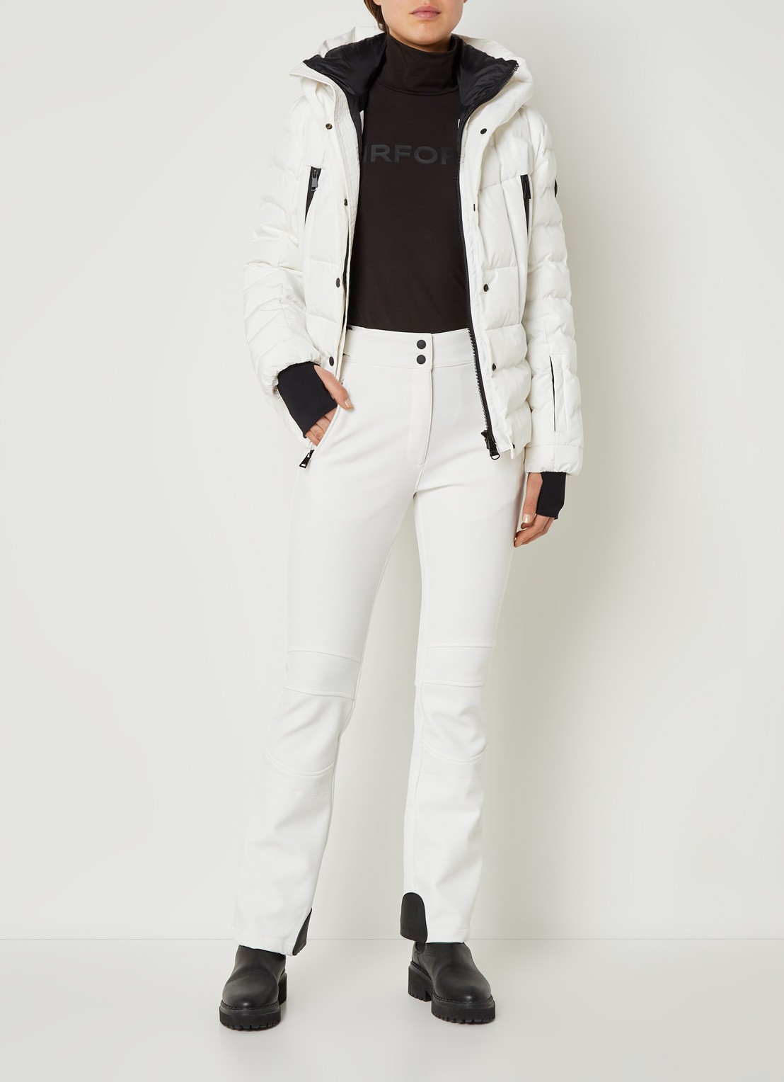 Airforce Sundance Mountain high waist flared fit skibroek met ritszakken - voorkant 3 wit