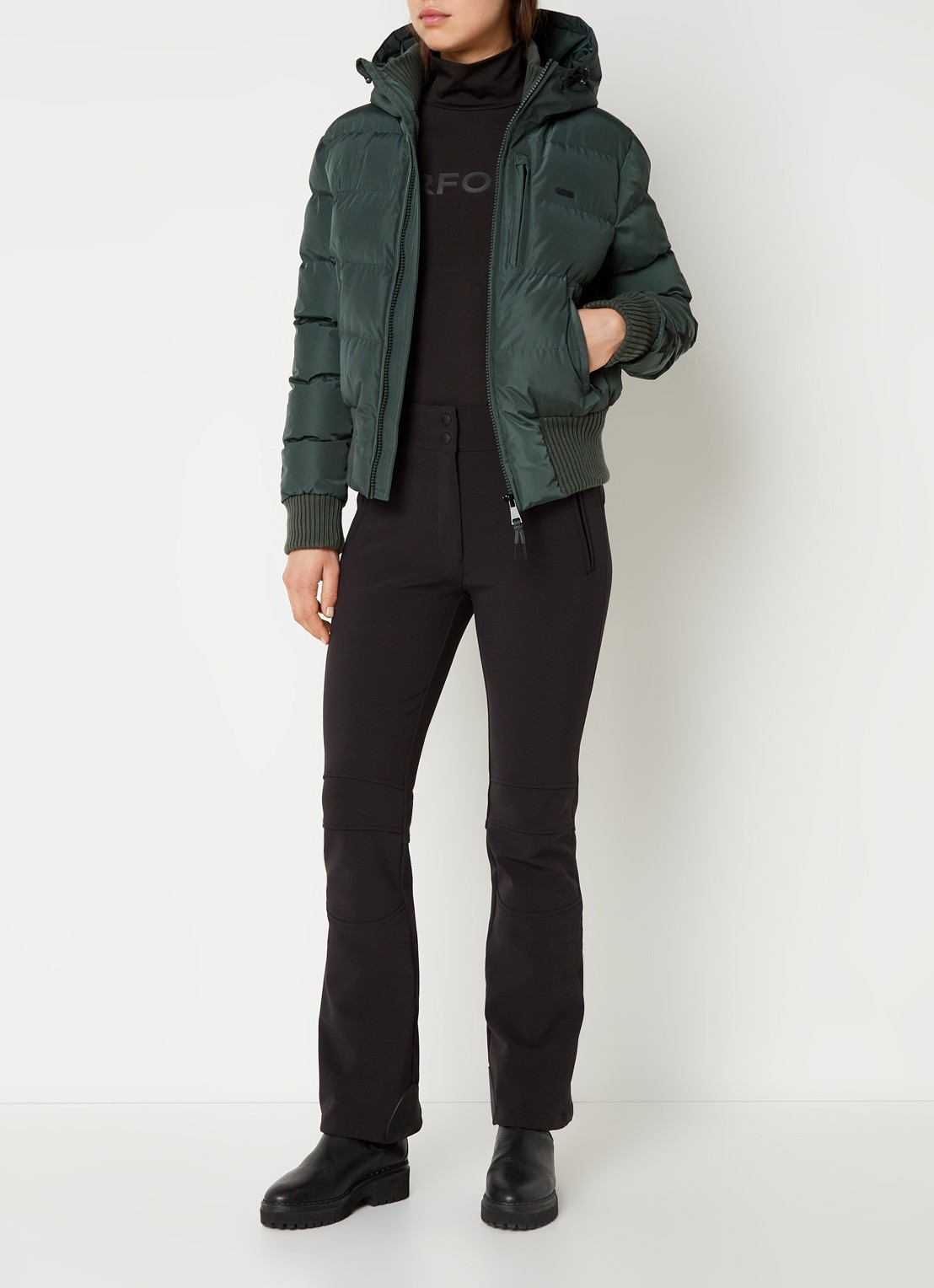 Airforce Sundance Mountain high waist flared fit skibroek met ritszakken - voorkant 3 zwart