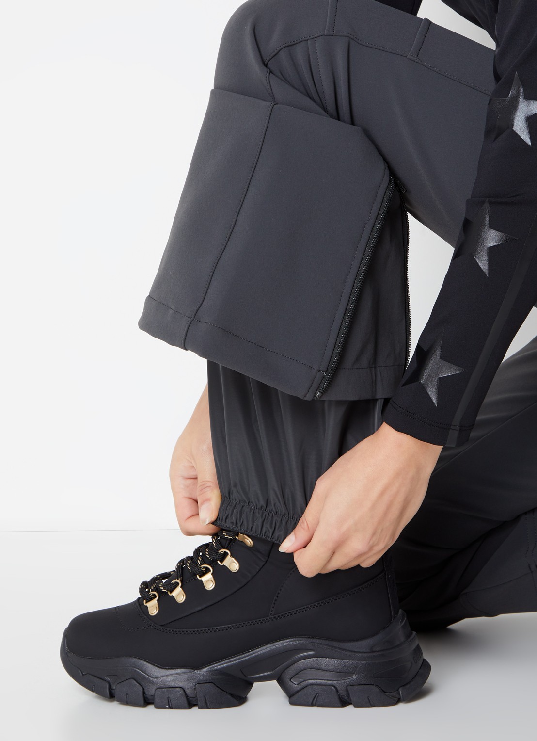 Airforce Sundance Mountain high waist flared fit skibroek met ritszakken - detail 6 donkergrijs