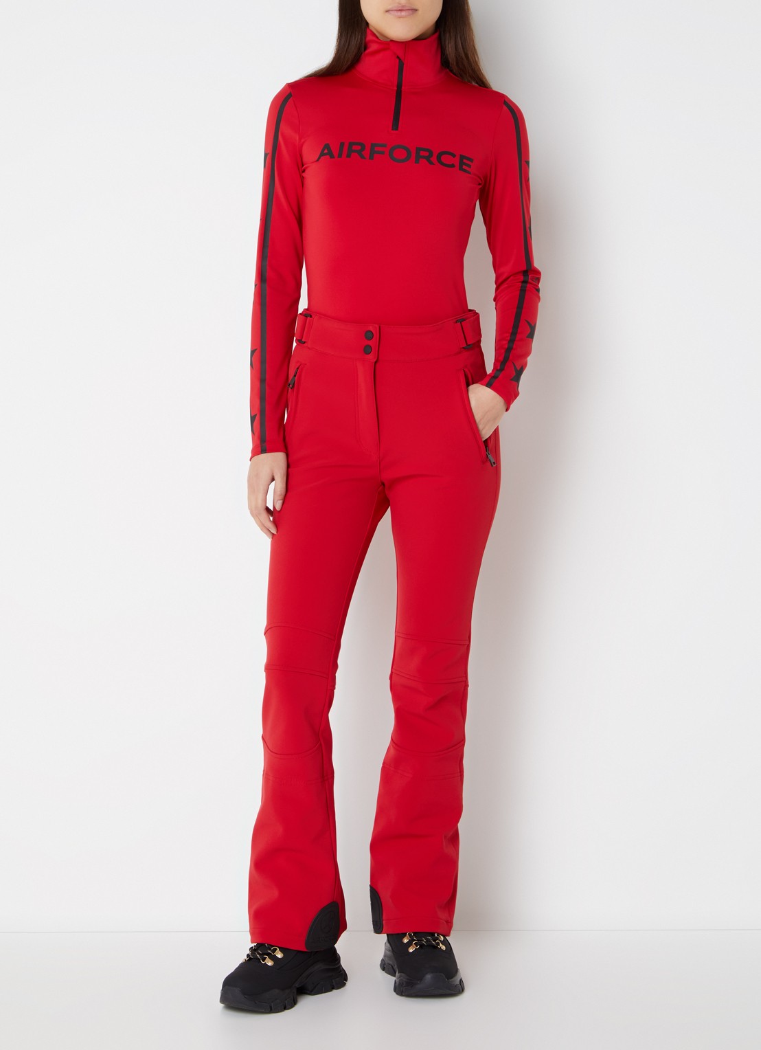 Airforce Sundance Mountain high waist flared fit skibroek met ritszakken - voorkant 6 rood