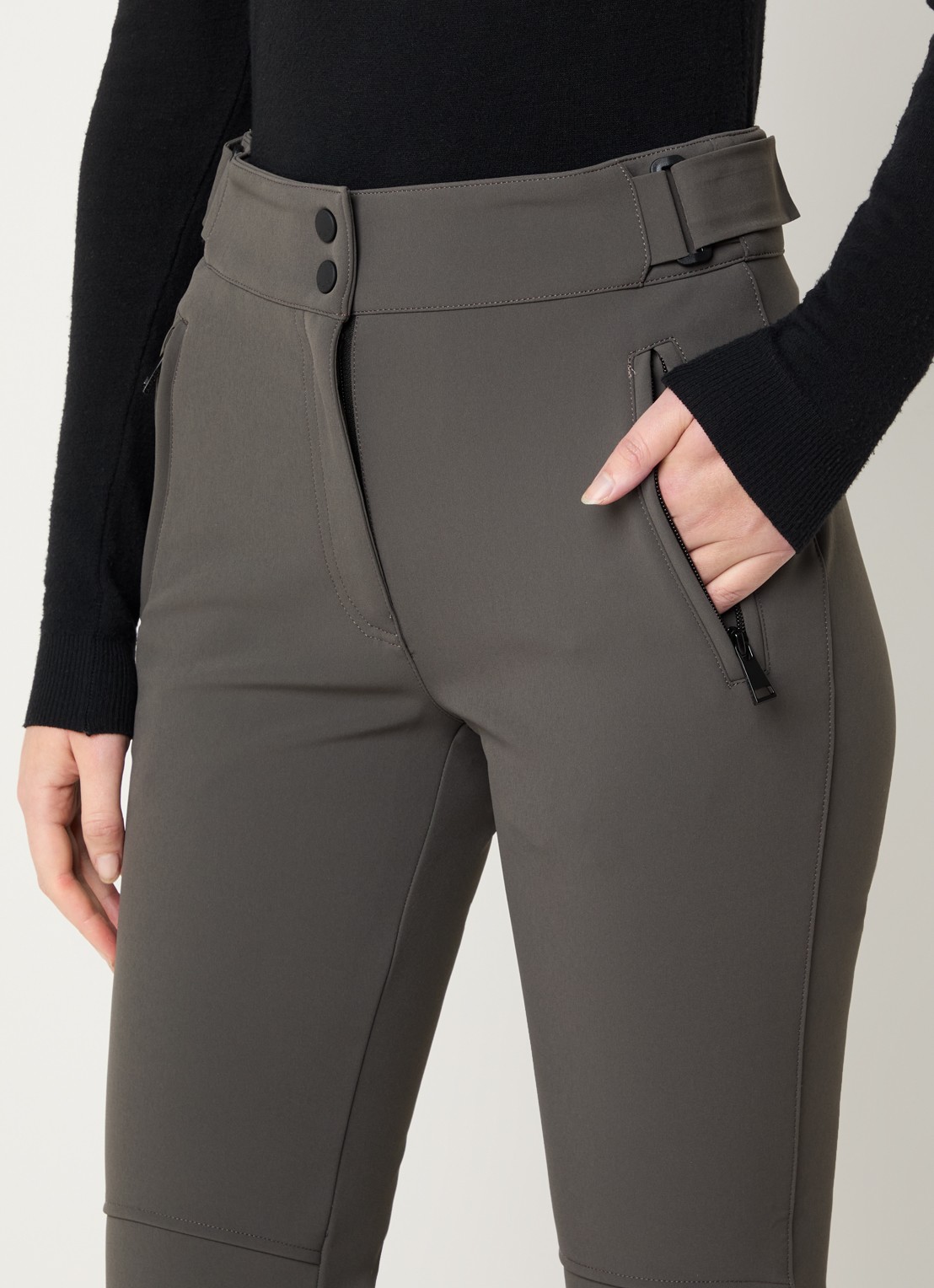 Airforce Sundance Mountain high waist flared fit skibroek met ritszakken - detail 7 lichtbruin