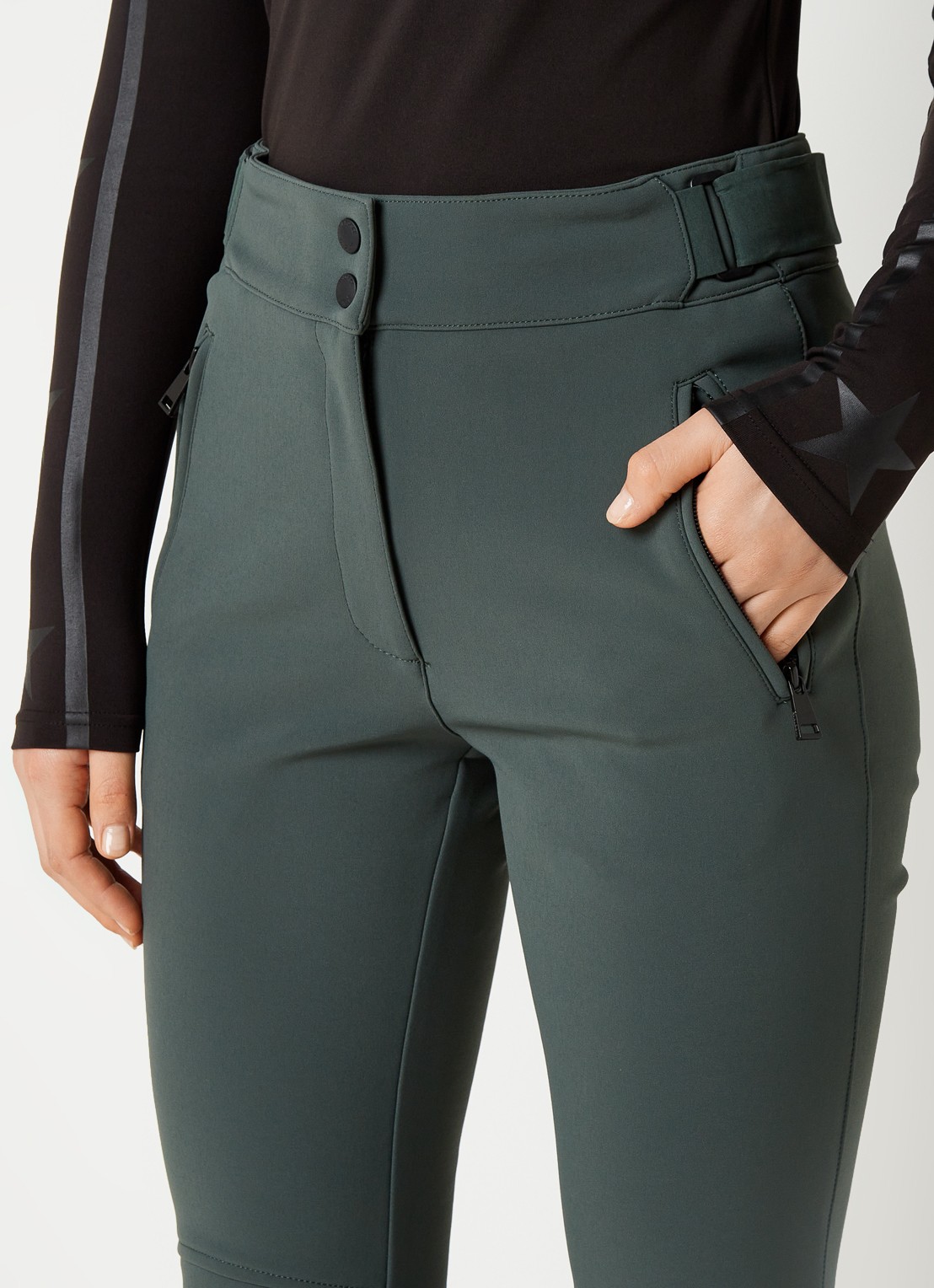 Airforce Sundance Mountain high waist flared fit skibroek met ritszakken - detail 7 flessengroen