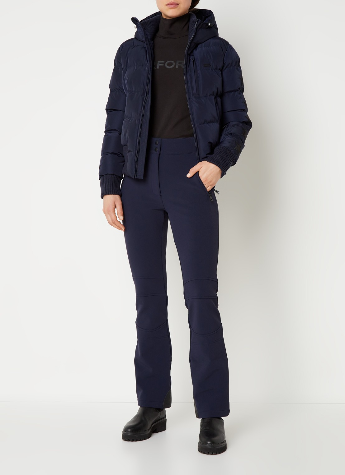 Airforce Sundance Mountain high waist flared fit skibroek met ritszakken - voorkant 3 indigo