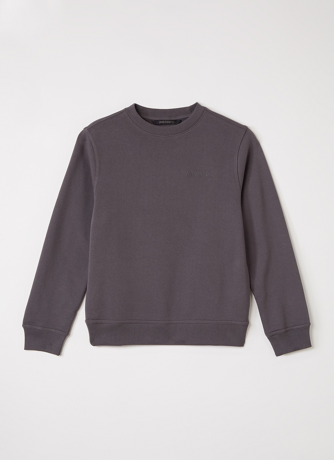 Airforce Sweater met logo- en backprint - voorkant donkergrijs
