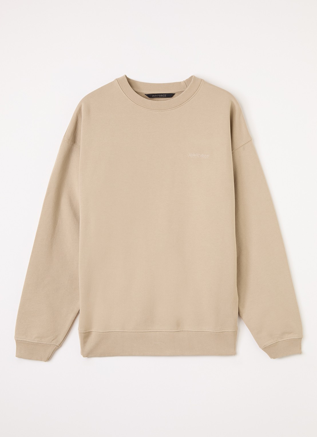 Airforce Sweater met logoborduring - voorkant 2 beige