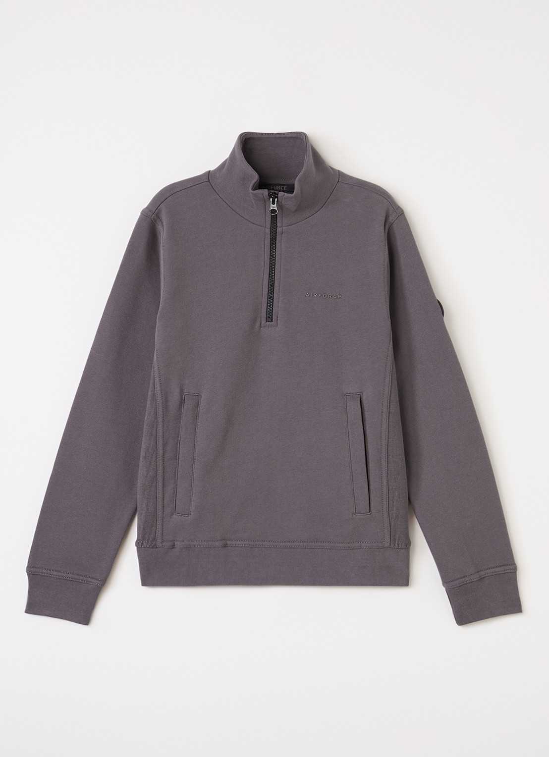 Airforce Sweater met opstaande kraag - voorkant 3 aubergine
