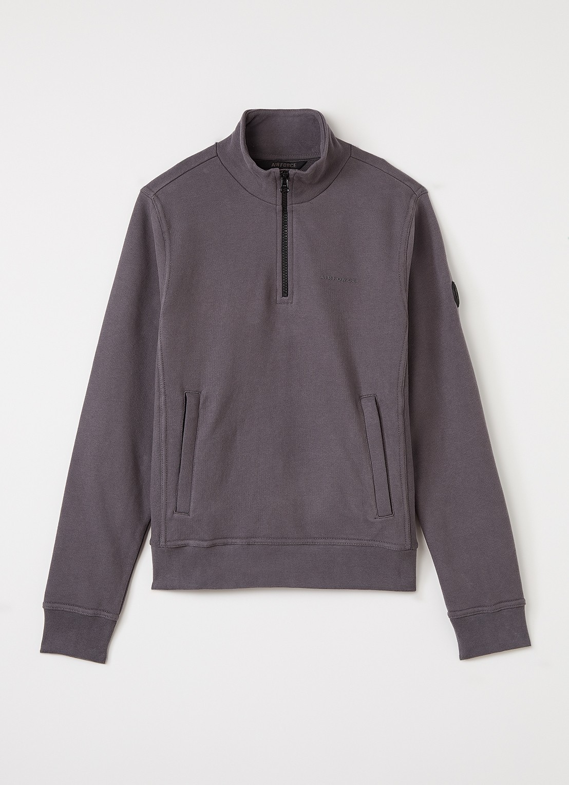 Airforce Sweater met opstaande kraag - voorkant 5 aubergine