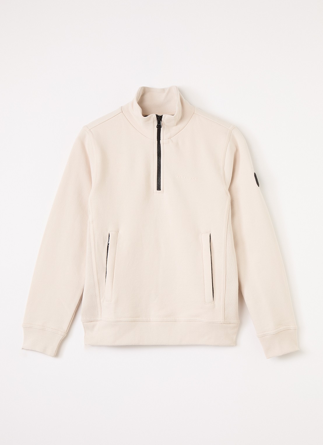 Airforce Sweater met opstaande kraag - voorkant 3 creme