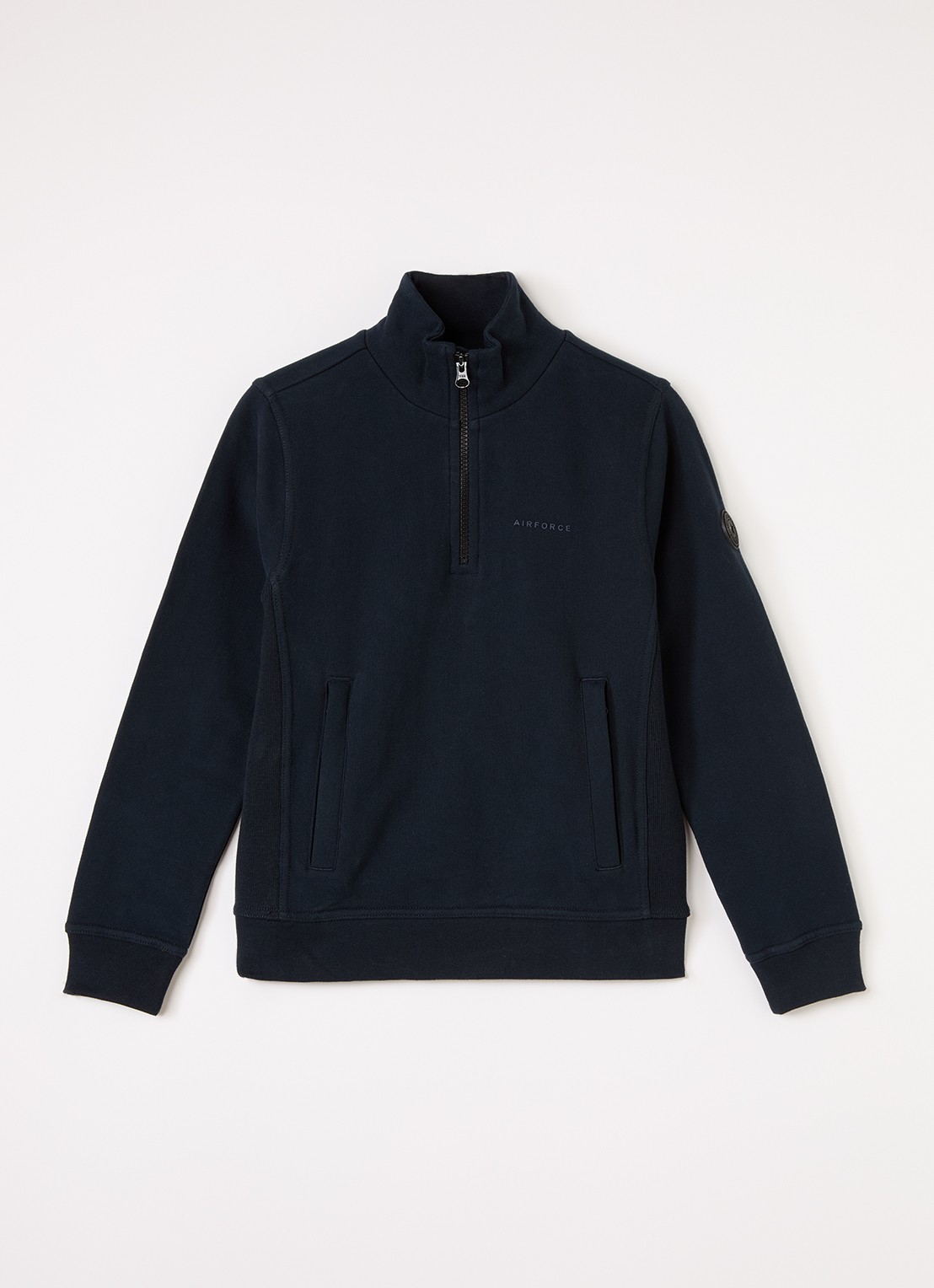Airforce Sweater met opstaande kraag - voorkant 3 donkerblauw