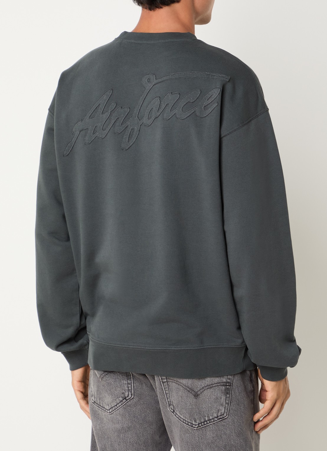Airforce Sweater van katoen met logo - detail 2 donkergrijs
