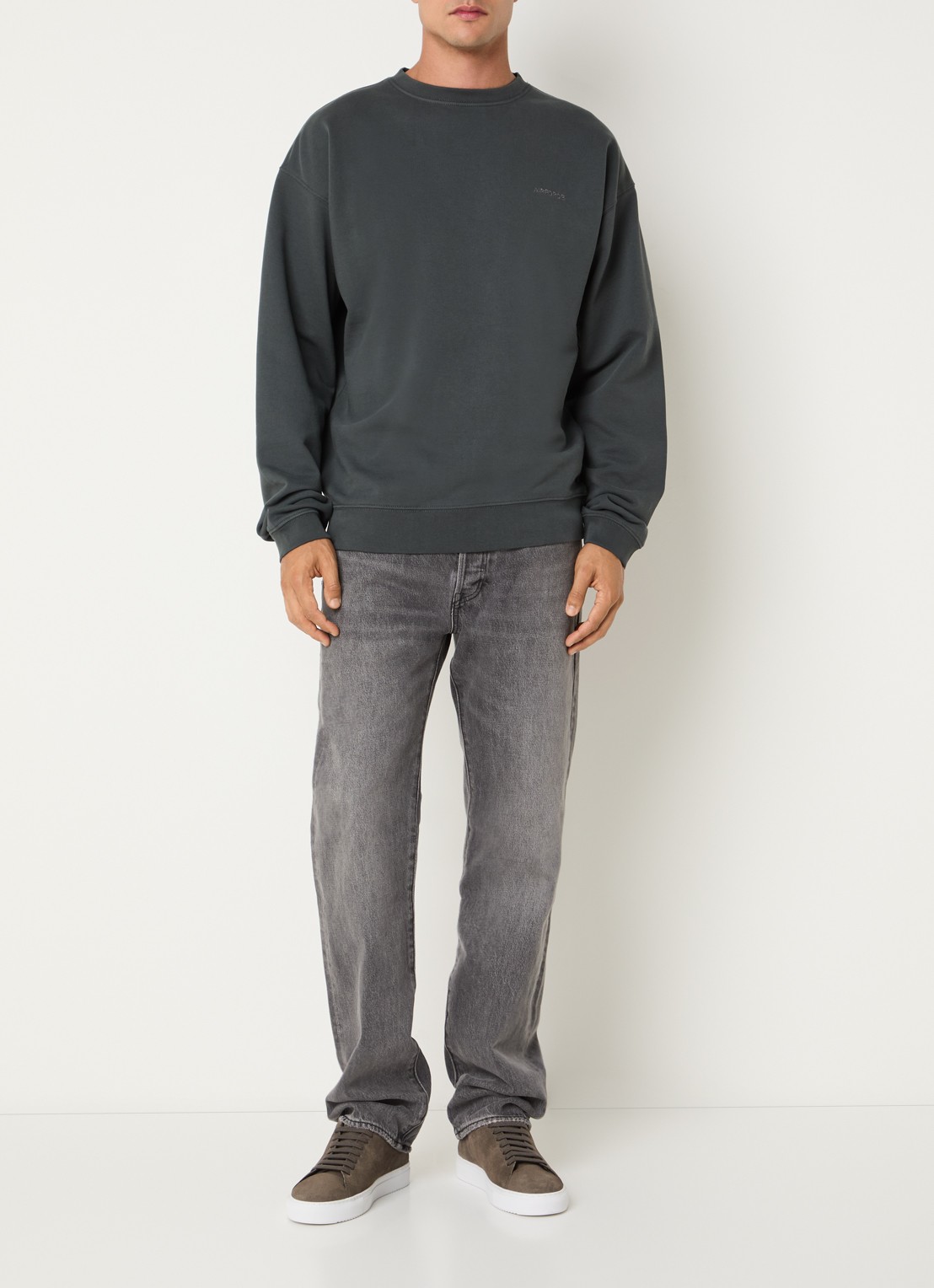 Airforce Sweater van katoen met logo - voorkant 4 donkergrijs
