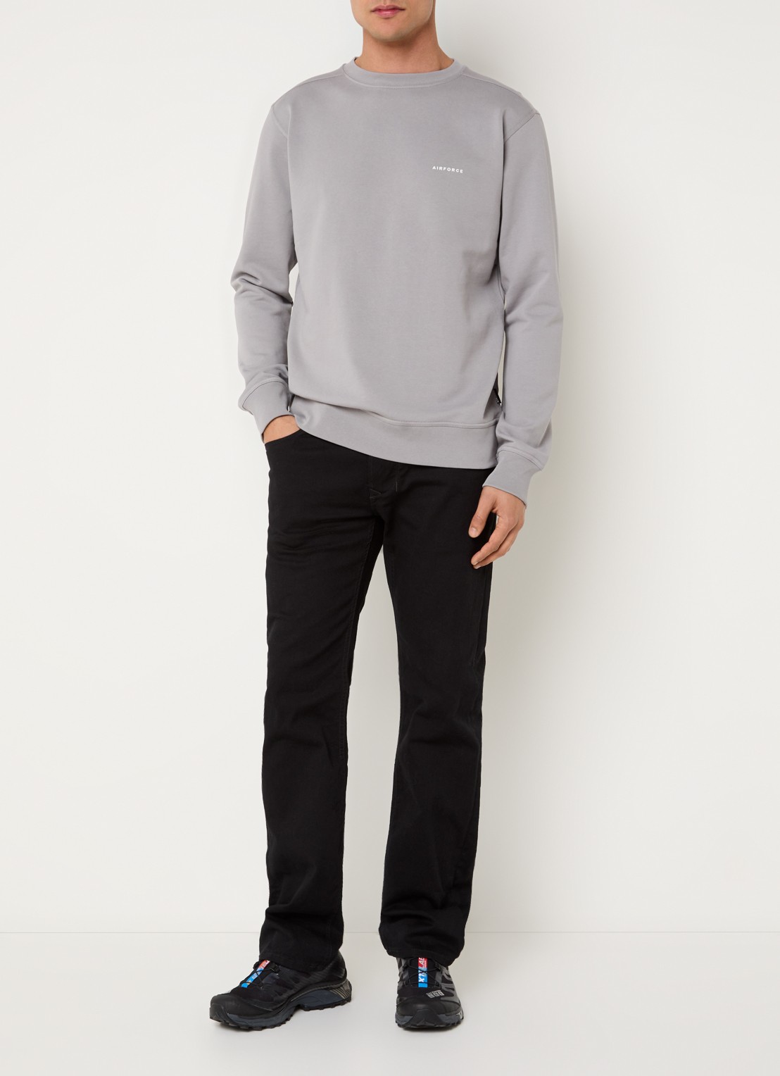 Airforce Sweater van  katoen met logo - voorkant 2 grijs