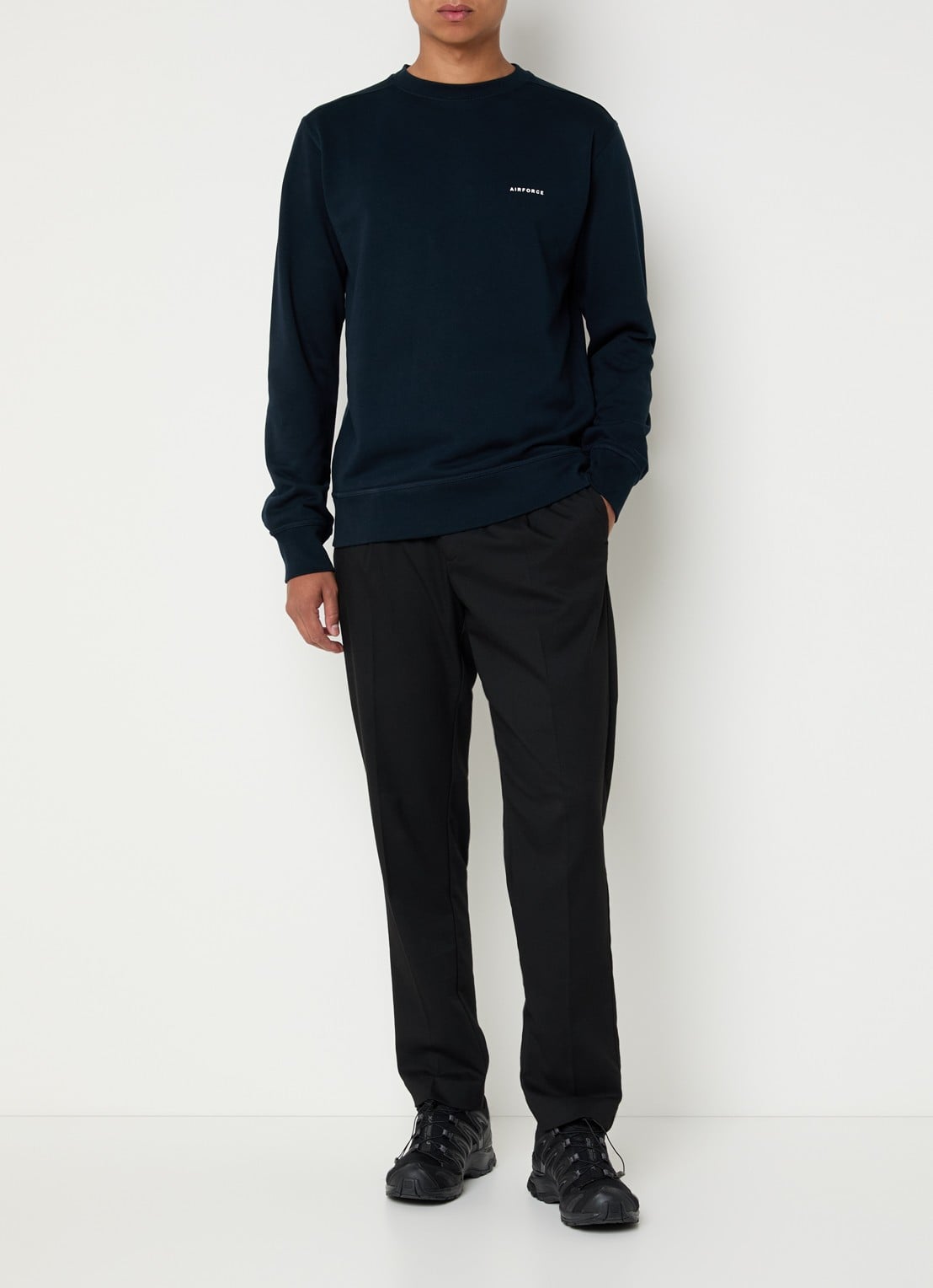Airforce Sweater van  katoen met logo - voorkant 2 donkerblauw