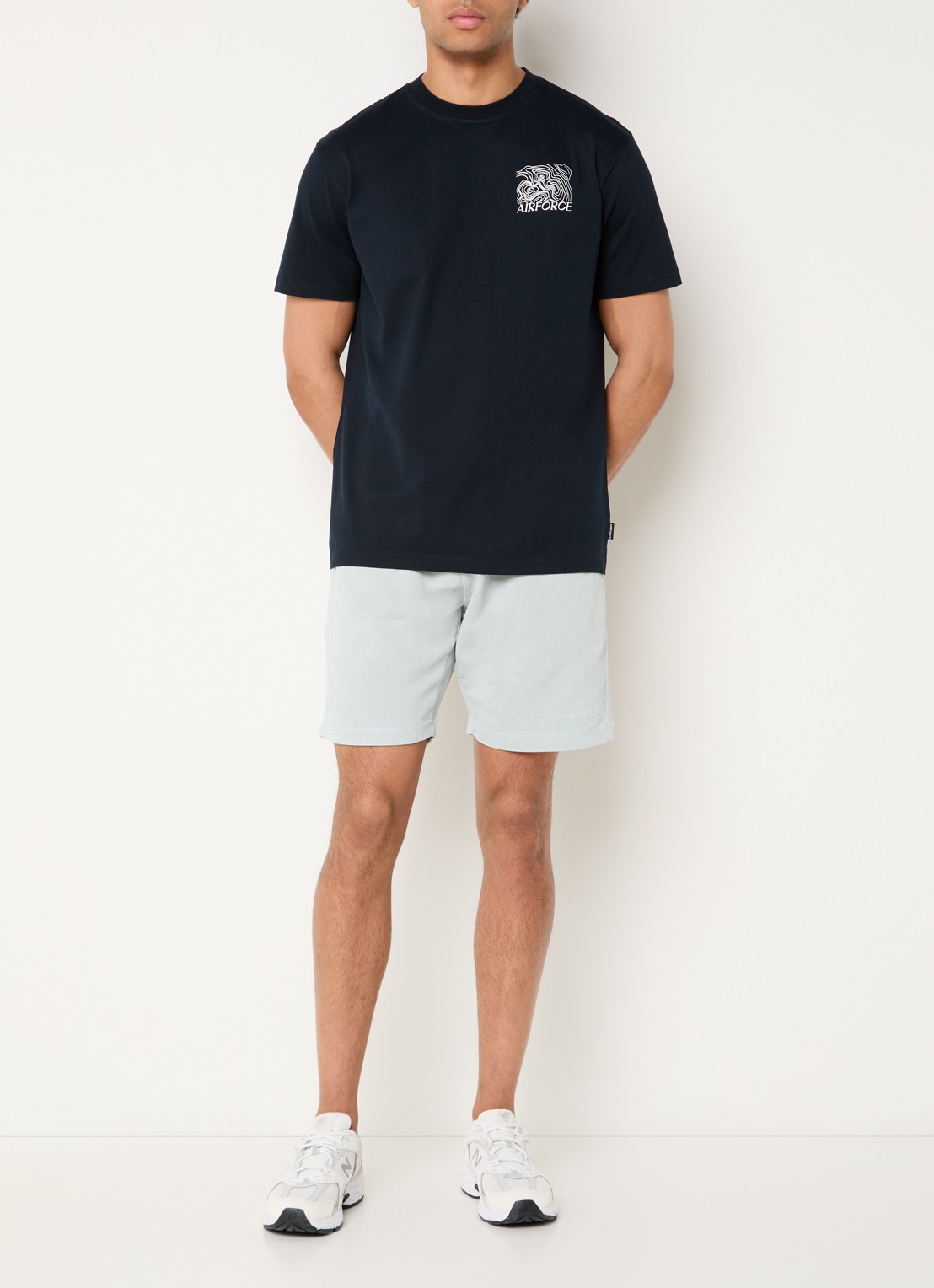 Airforce T-shirt met logo- en backprint - voorkant 3 donkerblauw