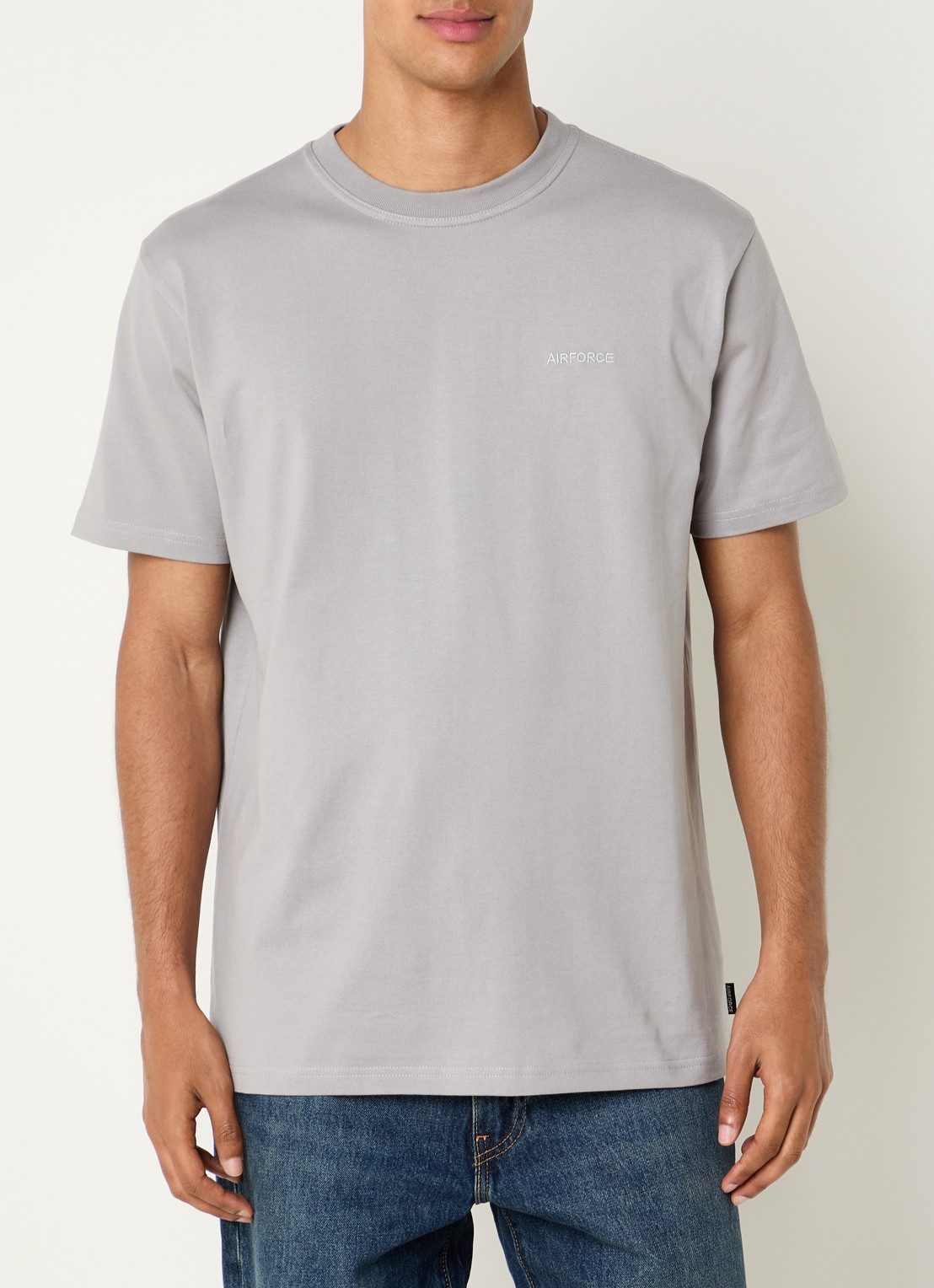 Airforce T-shirt met logo- en backprint - achterkant 3 grijs