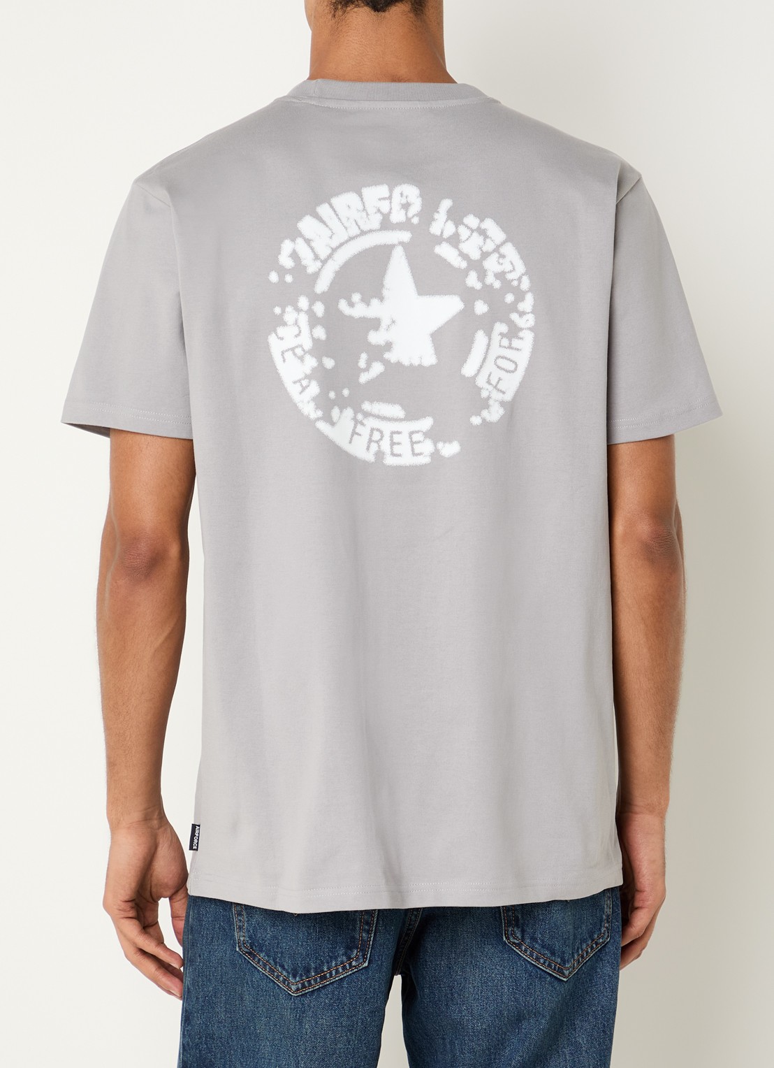 Airforce T-shirt met logo- en backprint - detail 4 grijs