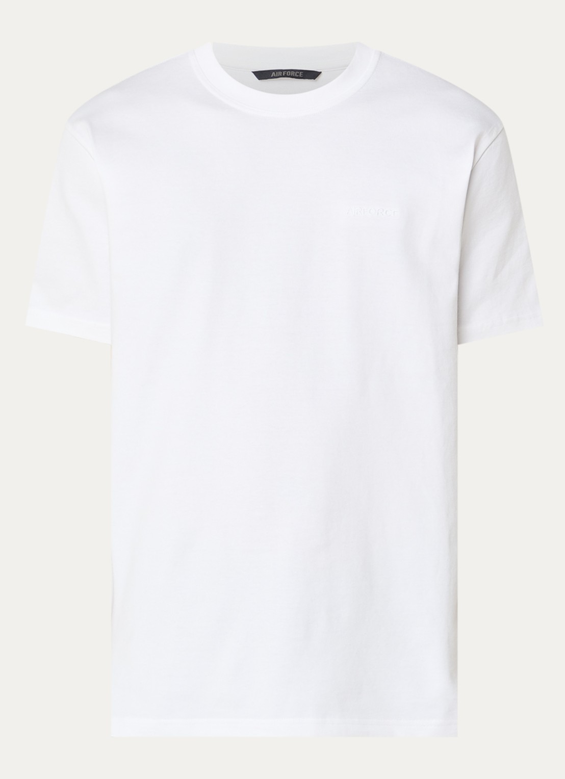 Airforce T-shirt met logo- en backprint - voorkant wit